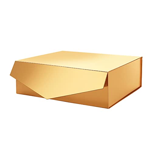 PACKHOME Large Gold Gift Box 13.5x9x4.1in with Magnetic Lid - color: 13.5x9x4.1 Inch-Gold-Pack of 1