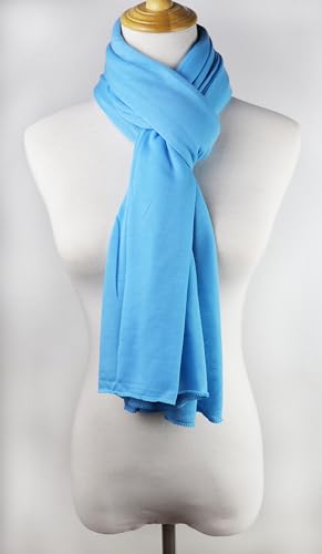 vabovin Head Wraps for Black Women Stretch Jersey Knit Turban Headwrap Solid Color Headscarf Headband Shawl - color: 17- Blue