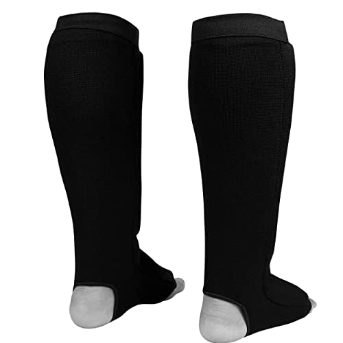 Midnight Cloth Shin Instep Guard for Boxing MMA Muay Thai Kickboxing Training - size: CH