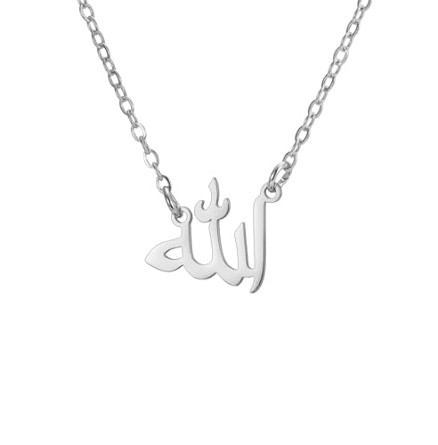 UNIFT Islamic Muslim Allah Layered Necklaces For Women Stainless Steel Charm Water Drop Heart Shape Allah Pendant Double Layer Necklace Islamic Jewelry - color: silver 6