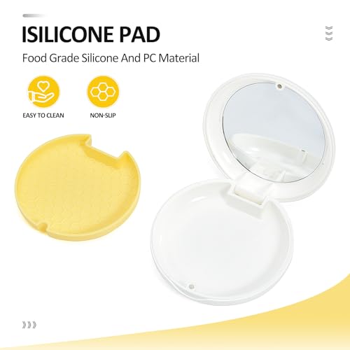 Retainer Case Slim Aligner Case with Vent Holes Removable Inner Tray Silicone for Easy Cleaning, Retainer Removal Tool and Brush (White Yellow) - color: White Yellow