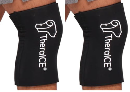 TheraICE Knee Ice Pack Wrap Compression Sleeve for Injuries, Reusable Gel Cold Packs Brace Also for Elbow, Ankle & Calf - Flexible Cold Wrap Recovery for Meniscus, ACL, MCL Pain Relief (Pack of 2) - size: Small/Medium (Pack of 2), style: Original