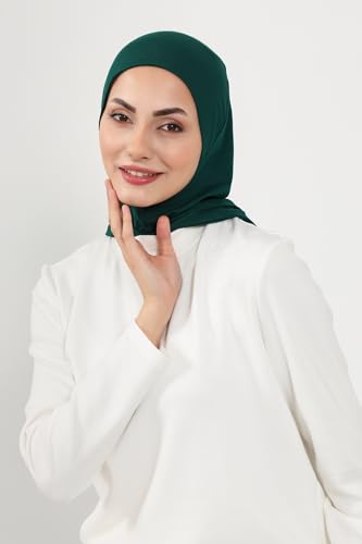 Aisha's Design Full Coverage%95 Cotton Bonnet for Women, Ready-to-Wear Hijab Bonnet Headscarf with Neck Coverage - color: Green