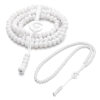 2pcs Muslim Prayer Beads Tasbih 99 Beads Allah & Muhammad - White - color: White