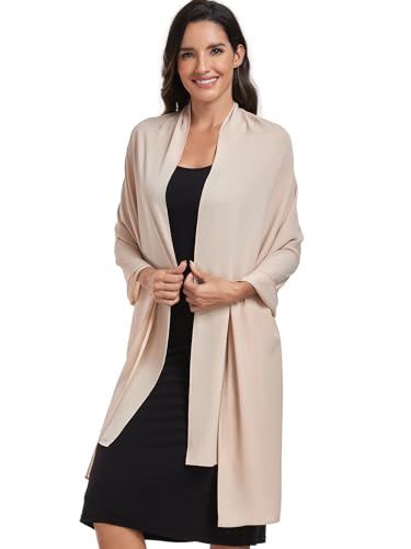 Chiffon Shawl and Wraps for Women Warm Scarves Wedding Evening Bridal Scarfs Pashmina Shawls - color: Champagne