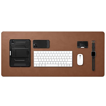 Spigen PU Leather Desk Pad, 35.4"x15.7" | Waterproof Desk Blotter Protector Computer Desktop Rubberized Base Easy Gliding Surface - Brown - color: Brown (Standard)