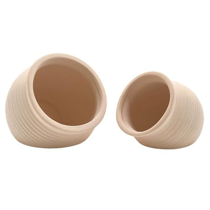 Ceramic Jar Natural Clay Vase Fish Shrimp Hide Breed Habitat (Creamy 2pcs) | natural ceramic non-toxic, promote health vitality, sense of security and comfort - color: Creamy Clay, 2pcs