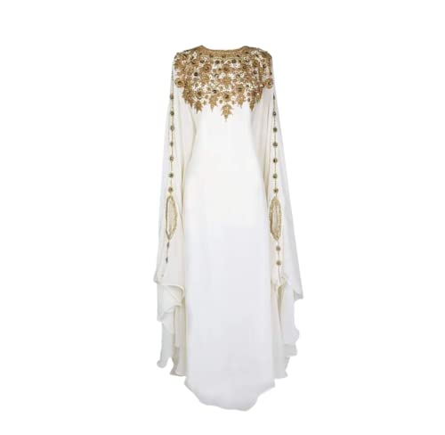 Abaya Kaftan Kimono FARASHA Fancy Casual Muslim Dubai Loose Cover Ups Moroccan - color: White, size: 4X-Large