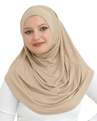 Prien Plain Ready To Wear Hijab for Women, Muslim Instant Turbans, Soft Jersey Scarf, Islamic Clothes, Long Hijabs, Abaya - color: Mink