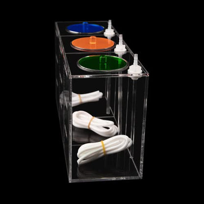 Aquarium Choice dosing Container dosing Liquid Container Storage Bucket Dosing Pump Reservoir Container with Three Separate Storage Rooms - size: 12.5*4.25*6.5 Inch;4500ml(Red Blue Green)