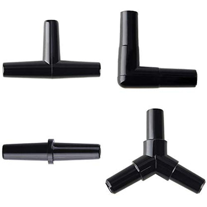 Pawfly 40 Piece Aquarium Airline Tubing Connectors Black, Aquarium Airline Tubing Connector Plastic Inline Valve - color: 4 Kinds(Black)