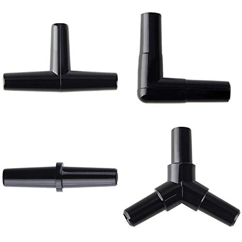Pawfly 40 Piece Aquarium Airline Tubing Connectors Black, Aquarium Airline Tubing Connector Plastic Inline Valve - color: 4 Kinds(Black)