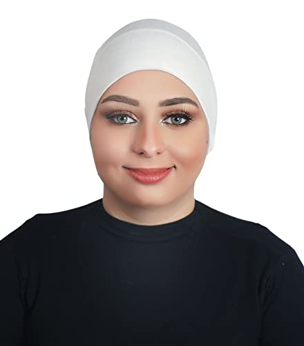 AL AMIRA Under Scarf Hijab Tube UNDERSCARVES Bonnet Chemo Hat Cotton Fabric 20 Colors - color: Off-white
