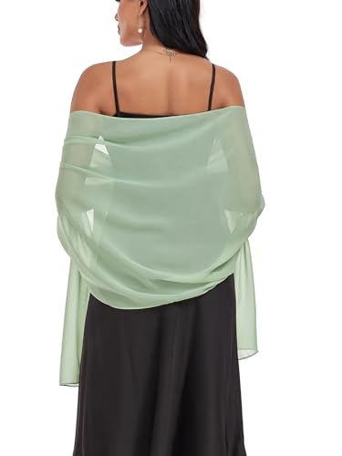 Shawls and Wraps Soft Chiffon Scarve Scarf For Evening Party Dresses Wedding Stole - color: Light Green
