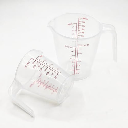Plastic Measuring Cup 2Pcs 250ML Measuring Mug 8/16oz with Handle Graduated Pitcher for Baking Flour Oil Powder Cooking Kitchen Measure Container Stackable (250ML/0.06Gal) - color: 250ML