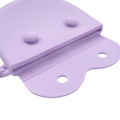 1PC Silicone Retainer Case with Lanyard, Cute Vent Holes Denture Box, Mouth Guard Case Travel Holder for Girls, Women, Men (Pink with Lanyard) - color: Purple with Lanyard