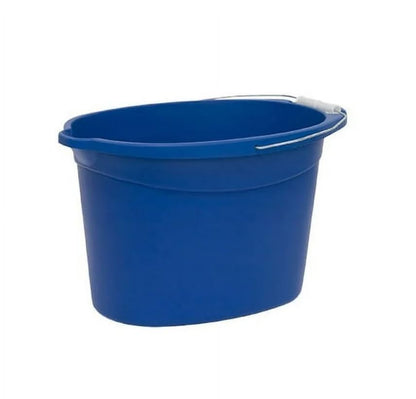 (2 Pack) 12 Quart Oval Plastic Bucket - with Metal Handle & Pour Spout | Measurement Lines,Durable Multi-Purpose PailDurable Multi-Purpose Pail for Cleaning, Gardening, Storage & Household User，Blue
