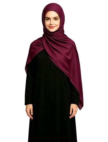 Lina & Lily Non-see-through Premium Jersey Maxi Hijab Head Scarf Wrap for Muslim Women - color: Dark Maroon
