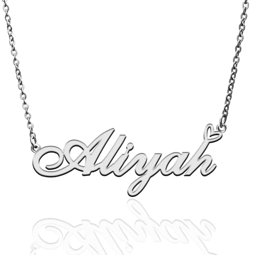 Custom Name Necklace Customized Personalized Plated Necklace for Mother Daughter Friendship Women Valentine's Day Christmas Birthday New Year Party - style: Aliyah Silver
