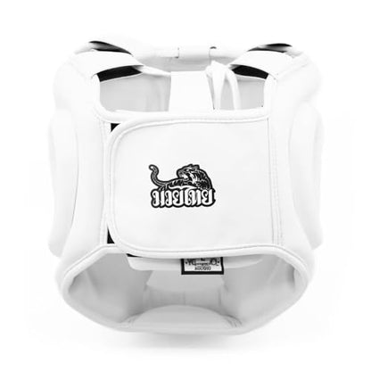YOKKAO Premium Head Guard | Handmade Genuine Leather Headgear | Ideal for Muay Thai, Boxing, Kickboxing Sparring, Hard Training & Professional Competitions - color: White Training, size: Large