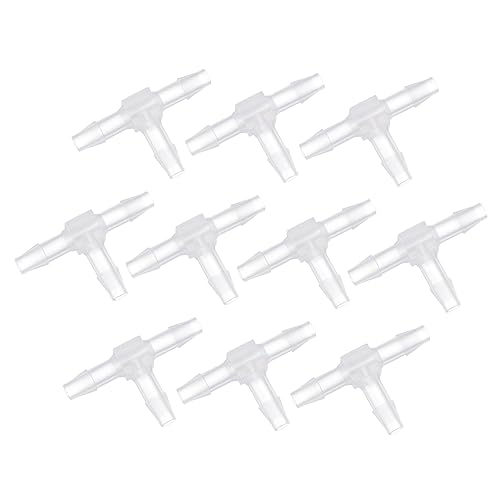 OSALADI 3 Way Hose Connector T Shape Hose Tee Joints Aquarium Air Pump Accessories Pipeline Joint for Water Tube Repair and Extension 10 Pack Plastic Tee Barb Fittings