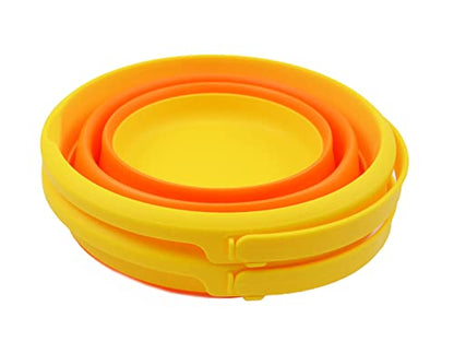SAMMART 5.5L (1.4 Gallon) Collapsible Plastic Bucket - Foldable Round Tub - Portable Fishing Water Pail - Space Saving Outdoor Waterpot (Yellow/Carrot (Set of 2)) - color: Yellow/Carrot (Set of 2)