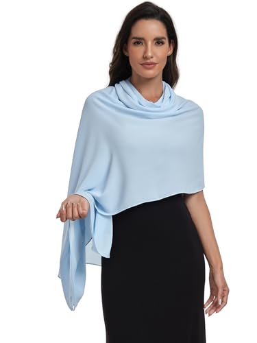 Chiffon Shawl and Wraps for Women Warm Scarves Wedding Evening Bridal Scarfs Pashmina Shawls - color: Light Blue