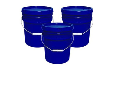 5-Gallon Bucket with Airtight Lid – Made in USA, Food Grade BPA Free Plastic, Heavy Duty Multi-Use, Metal Handle with Grip, Stackable Storage – Fina Blue, 3 Pack - color: Fina Blue, size: 3