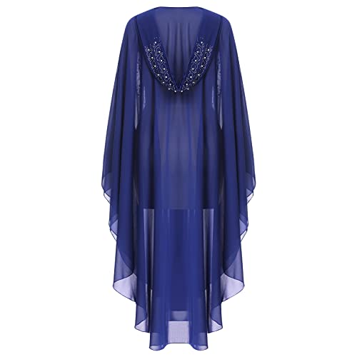 OBEEII Muslim Dress for Women Loose Batwing Sleeved Hooded Beaded Embroidery Long Abaya Dress Kaftan Abayas Islamic Robe - color: Bs06