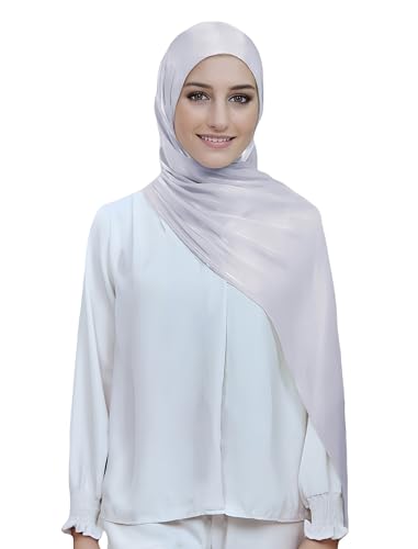 Lina & Lily Sheen Shimmer Women's Crepe Scarf Shawl Wrap Head Hijab Lightweight - color: Light Gray