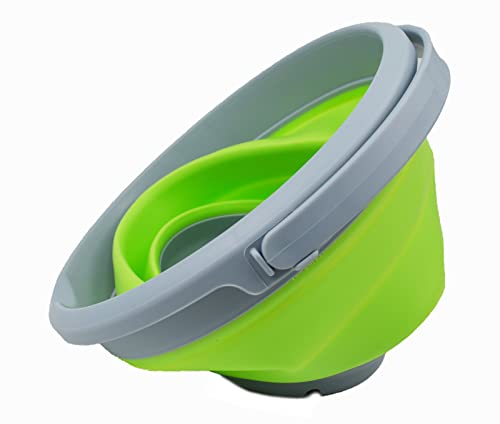 SAMMART 5.5L (1.4 Gallon) Collapsible Plastic Bucket - Foldable Round Tub - Portable Fishing Water Pail - Space Saving Outdoor Waterpot. (Grey/Grass Green, 1) - color: Grey/Grass Green