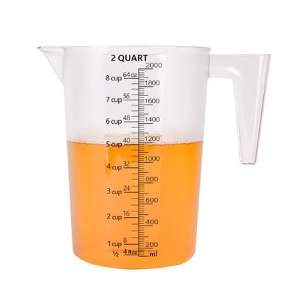 64oz Measuring Pitcher with Permanent Laser-Etched Markings | Food-contact grade PC, 8 Cup capacity with handle for brewing, dilution, motor oil, pool & lawn chemicals and kitchen use. - size: 64 Ounces