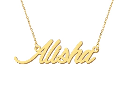 Aoloshow Personalized Name Necklace Custom Any Name Necklaces Jewelry for Womens New Mom Bridesmaid Gift - style: Gold - Alisha