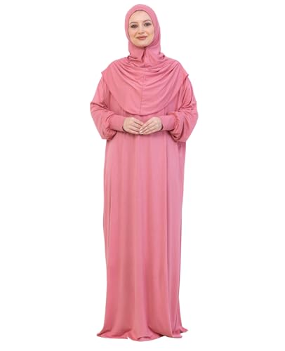 Prien Prayer Dress For Women, Cotton Muslim Abaya, Soft Hijab, Elegant Turkish Islamic Wear For Eid, Ramadan, Umrah, Hajj - color: Dusty Rose