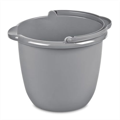 10 Qt. Spout Pail Classic Titanium,Plastic Utility Bucket with Comfortable Handle, Durable Multi-Purpose Pail for Household Cleaning & Storage