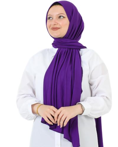 Prien Hijab for Women Viscose Scarf Lightweight Muslim Hijabs Long Shawl Islamic Scarves Turkey Silk Headscarf for Womens - color: Purple
