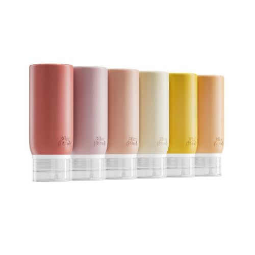 6 Pack Travel Bottles for Toiletries - TSA Approved 3oz Leakproof Travel Size Containers, BPA Free Silicone Refillable Squeezable Bottles, Travel Essentials for Shampoo and Conditioner (Cream) - color: Cream
