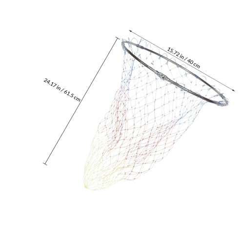 Cabilock Fishing Landing Net Replacement Head, 40cm Stainless Steel Fish Catch Basket with Colorful Printed Mesh, 8mm Connector for Freshwater and Saltwater Fishing Tools