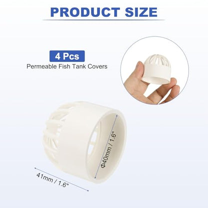 PATIKIL 1.6 Inch (40mm) Fish Cover Permeable Cap, 4 Pcs PVC Breathable Cap Aquarium Guard Fish Tank Intake Cover, White - color: White, size: 1.6Inch(40mm)