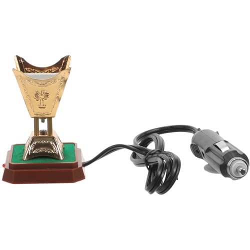 STOBAZA Electric Incense Burner for Car Plug-in Aroma Censer Holder Middle Eastern Style Metal Incense Pot Home Office Relaxation Decor 2.95X2.36X2.16In - color: Gold