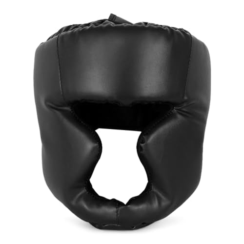ZJchao Kickboxing Headgear, PU Leather MMA Sparring Helmet, with Thick Foam Padding, Full Coverage for Boxing, MMA, Martial Arts, Comfortable Adjustable Closure Lock, Holes for Good (L