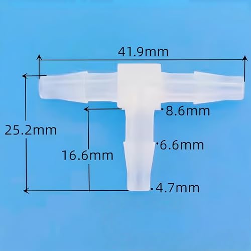 3 Way Tee Connector Equal Barbed T-Fitting 3 Way Hose Barb Adapter for Laboratory Biochemical Analytical Instruments Food Machinery Aquarium Equipment 100pc/pk (4.8mm 3/16'' Sq) - size: 4.8mm 3/16'' Sq