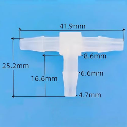 3 Way Tee Connector Equal Barbed T-Fitting 3 Way Hose Barb Adapter for Laboratory Biochemical Analytical Instruments Food Machinery Aquarium Equipment 100pc/pk (4.8mm 3/16'' Sq) - size: 4.8mm 3/16'' Sq