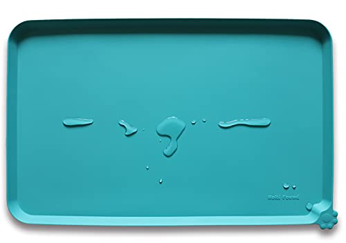 Hoki Found L Silicone Pet Food Mats Tray - Non Slip Pet Dog Cat Bowl Mats Placemat - Dog Pet Cat Feeding Mat - Waterproof Dog Cat Food Mats -Pet Water Mats for Floors -Teal - color: Teal, size: 22" x 14"