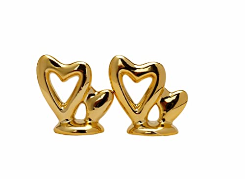 Gold Small Animal Statue Heart Statue Decor Modern Style Ceramic Gold Heart Animal Figurines Statues for Home Decor Accents Living Room Office Table Bookshelf Desk Bedroom Decorative Objects - size: Heart to Heart