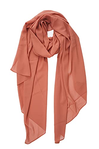 YOUR SMILE for Women Lightweight Breathable Solid Color Soft Chiffon Long Fashion Scarves Sun-proof Shawls Wrap - color: Rust Red