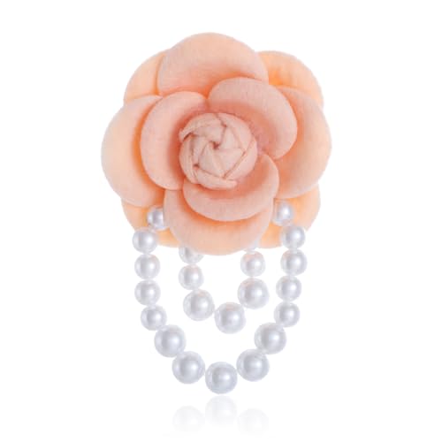 Vintage Camellia Pearl Tassel Brooches Bracelet Bohemian Pearl Safety Pins Bracelets Flower Hairpin Headpieces Shawl Pins Dainty Elegant Lapel Pin Wedding Party Dress Accessories for Women - color: Pink