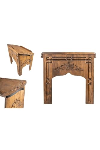 Authentic Wooden Quran Stand, Traditional Book Holder for Reading, Carved Wood Lectern, Brown - Wood, One Size
