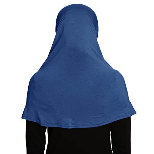 TheHijabStore.com Women's 2 Piece Amira Jersey Hijab - Soft Modal Stretch Head Scarf with Tube Under Scarf Cap - color: Denim Blue