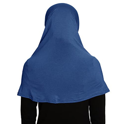 TheHijabStore.com Women's 2 Piece Amira Jersey Hijab - Soft Modal Stretch Head Scarf with Tube Under Scarf Cap - color: Denim Blue